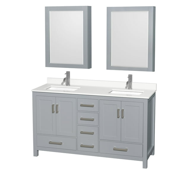 Wyndham Collection Wcs141460d-Qtz-Unsmed Sheffield 60" Free Standing Double Basin Vanity