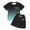 Black2, variant on GobdXE Girls Gradient 2-Piece Pink Bow Print Outfit, Ombre T-Shirt & Shorts Set Color:Black1,Size:5-6 Years