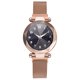 thumbnail image 1 of Reloj de pulsera de cuarzo para mujer, con botón magnético, correa de malla, esfera redonda (oro rosa), 1 of 8