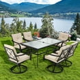 thumbnail image 2 of Costway Set of 4 Patio Swivel Dining Chairs Cushioned Armrest Garden Deck, 2 of 11
