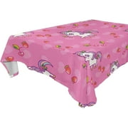 SKYSONIC 60"x108" Square Tablecloth with Pink Unicorn Prints, Anti-Wrinkle and Smooth Table Cloth for Kitchen/Home Party Decoration