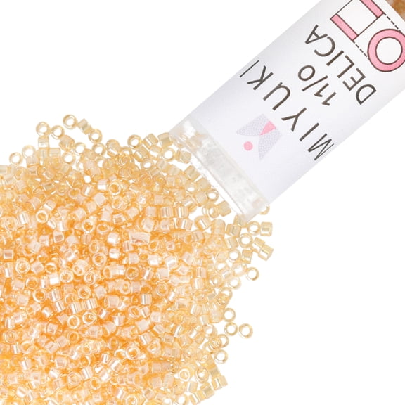 Miyuki Delica Seed Beads – Size 11/0 (1.6 mm), DB0099, Transparent Light Topaz Luster, 7.2 g, Approx. 1440 Beads