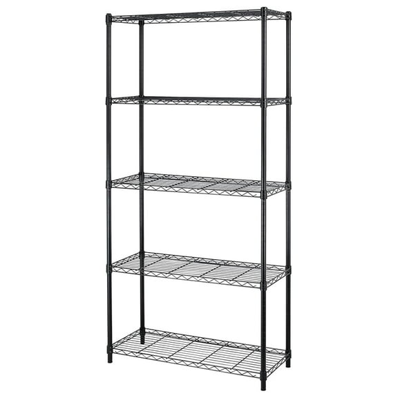 NALYL Wire Shelf Metal 5 Shelf Wire Shelving Unit Garage Large Storage Shelves Heavy Duty Height Adjustable Utility Commercial Grade Steel Layer Rack Organizer for Kitchen Bathroom Bedroom,Black