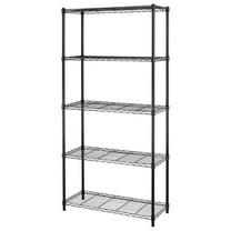 NALYL Wire Shelf Metal 5 Shelf Wire Shelving Unit Garage Large Storage Shelves Heavy Duty Height Adjustable Utility Commercial Grade Steel Layer Rack Organizer for Kitchen Bathroom Bedroom,Black