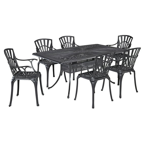 Homestyles Grenada Aluminum 7 Piece Outdoor Dining Set in Charcoal