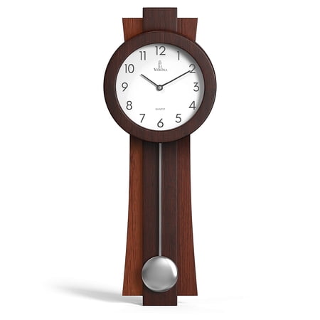 Mahogany Wooden Pendulum Wall Clock - Modern Silent Decorative Timepiece