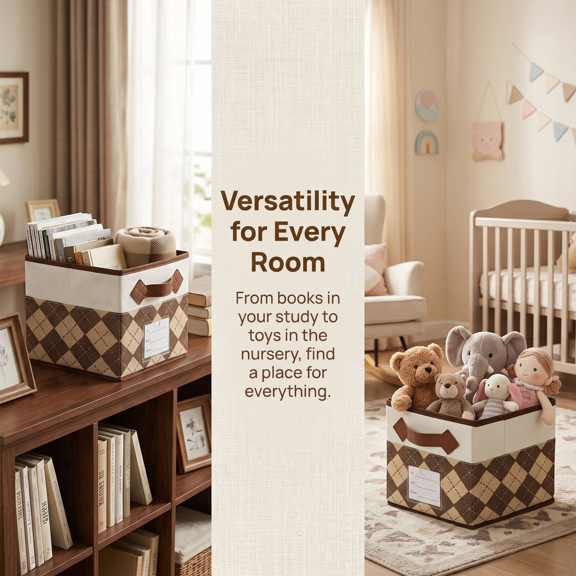 Unique Bargains Cube Collapsible Storage Basket for Organizing Clothes Books Beige Coffee