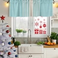 thumbnail image 5 of Aqua Beige Striped Curtain Valances for Windows, Kitchen Valance Window Treatments Panel 2 Pack, Modern Farmhouse Retro Lines Rod Pocket Short Curtains for Bathroom Bedroom 60 x 18 Inch, 5 of 8