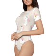 thumbnail image 2 of Lsque Beautiful Rabbit Women's Crew Neck Short Sleeve Bodysuit Basic T Shirts Tops Onesie Adult Cute Pajama-Medium, 2 of 8