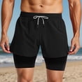 thumbnail image 5 of FINALGANG Mens Solid Color Two In One Athletic Shorts With Compression Liner Elastic Waist Drawstring Quick Dry Shorts For Gym Running Training Stylish Shorts, 5 of 6