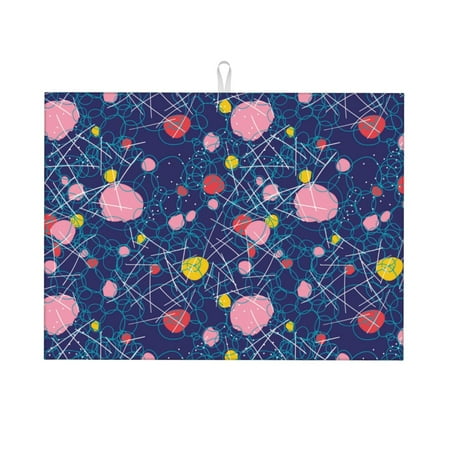 

Dish Drying Mats for Kitchen Counter - Abstract circles bubbles pebbles stones 18x24in Dish Drying Pad Coffee Mat with Hanging Loop Super Absorbent Kitchen Counter Mat Coffee Bar Accessories