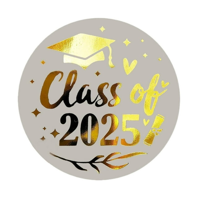 500PCS Graduation Stickers, Class of 2025, Graduation Envelope Seals, Congratulations Graduates, Gold Seals for Certificates, Foil Metallic Seal, Graduation Labels,1.6 inch Clear