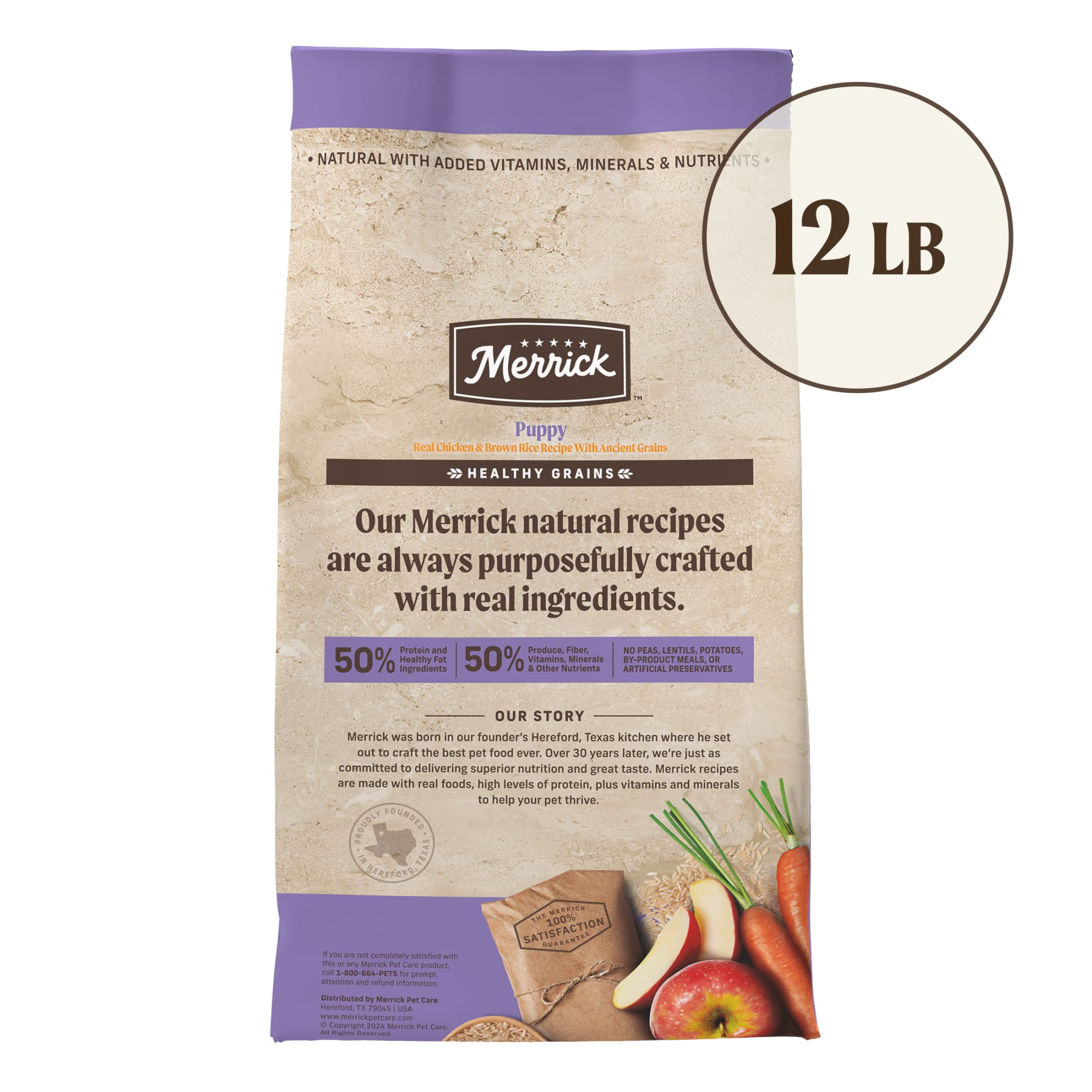 Merrick Chicken Dry Dog Food For Puppies, Whole Grain,12 lb Bag