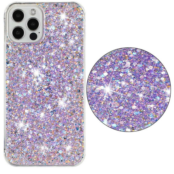 For iPhone 16 Pro Case,Cute Glitter Bling Twinkle Stardust with Drop Protection Shockproof Soft TPU Slim Flexible Phone Case Girls/Women Protective case for iPhone 16 Pro,Anti Scratch,Purple