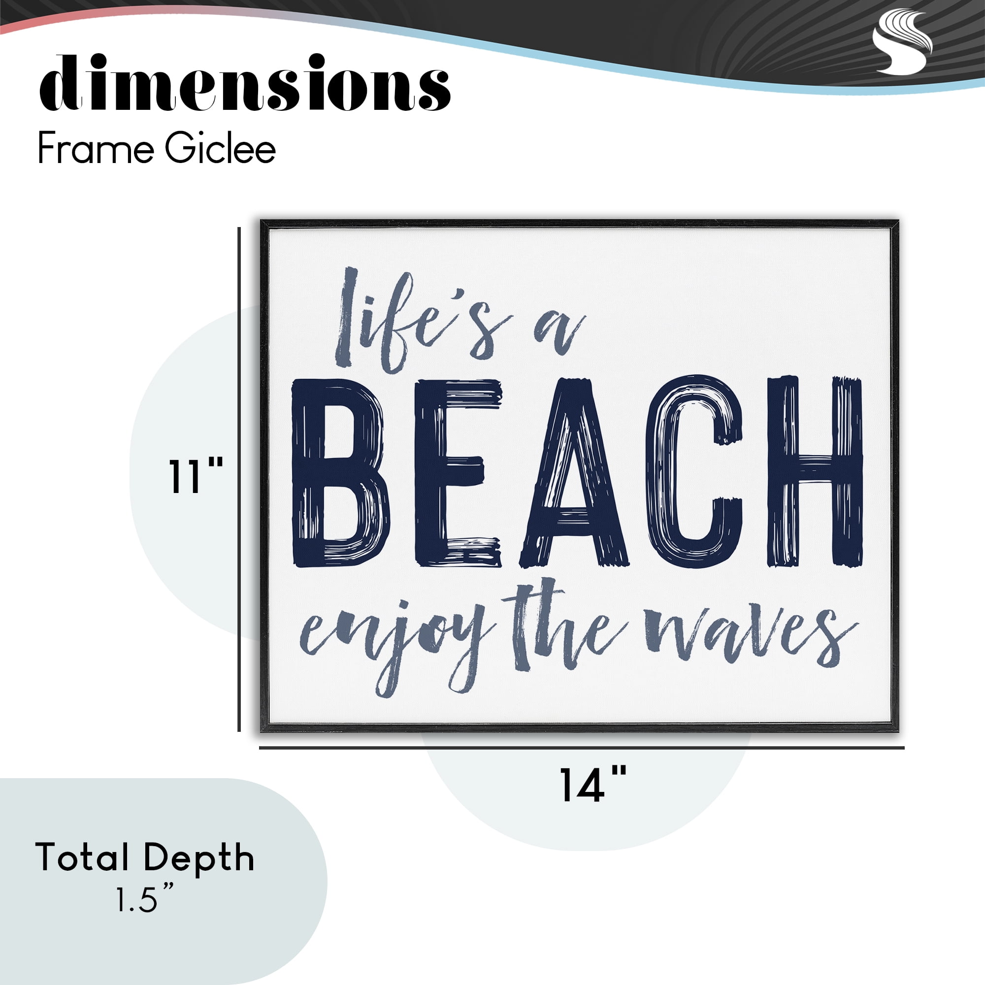 Summer Sentiment Enjoy Waves Black Framed Giclee Art, design by Lettered and Lined