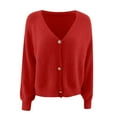 thumbnail image 3 of Fesfesfes Ladies Loose Sweater V-neck Solid Color Button Pullover Tops Women Fall Sweater Outer Sweaters Plus Size $10, 3 of 7