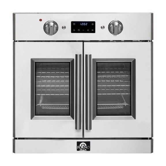 Forno Gallico 30-Inch Electric French Door Wall Oven, Stainless Steel, True Convection, Air Fry, Self-Cleaning