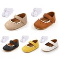 thumbnail image 2 of 2021 Fashion Baby Boy PU Leather Shoes Soft-soled Toddler Shoes + Socks Two Piece 0-18M, 2 of 6