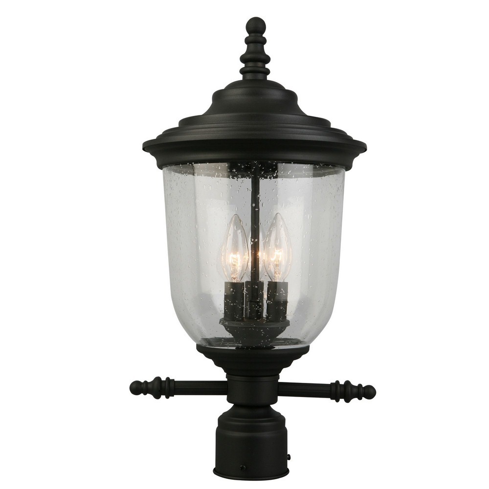 202804A-Eglo Lighting-Pinedale - Three Light Outdoor Post Lantern-Matte Black Finish - image 1 of 10