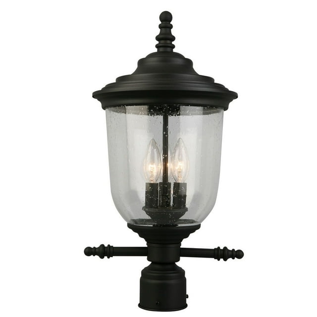 202804A-Eglo Lighting-Pinedale - Three Light Outdoor Post Lantern-Matte Black Finish