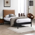 thumbnail image 2 of Meridian Furniture Abigail Cognac Vegan Leather Twin Bed, 2 of 8