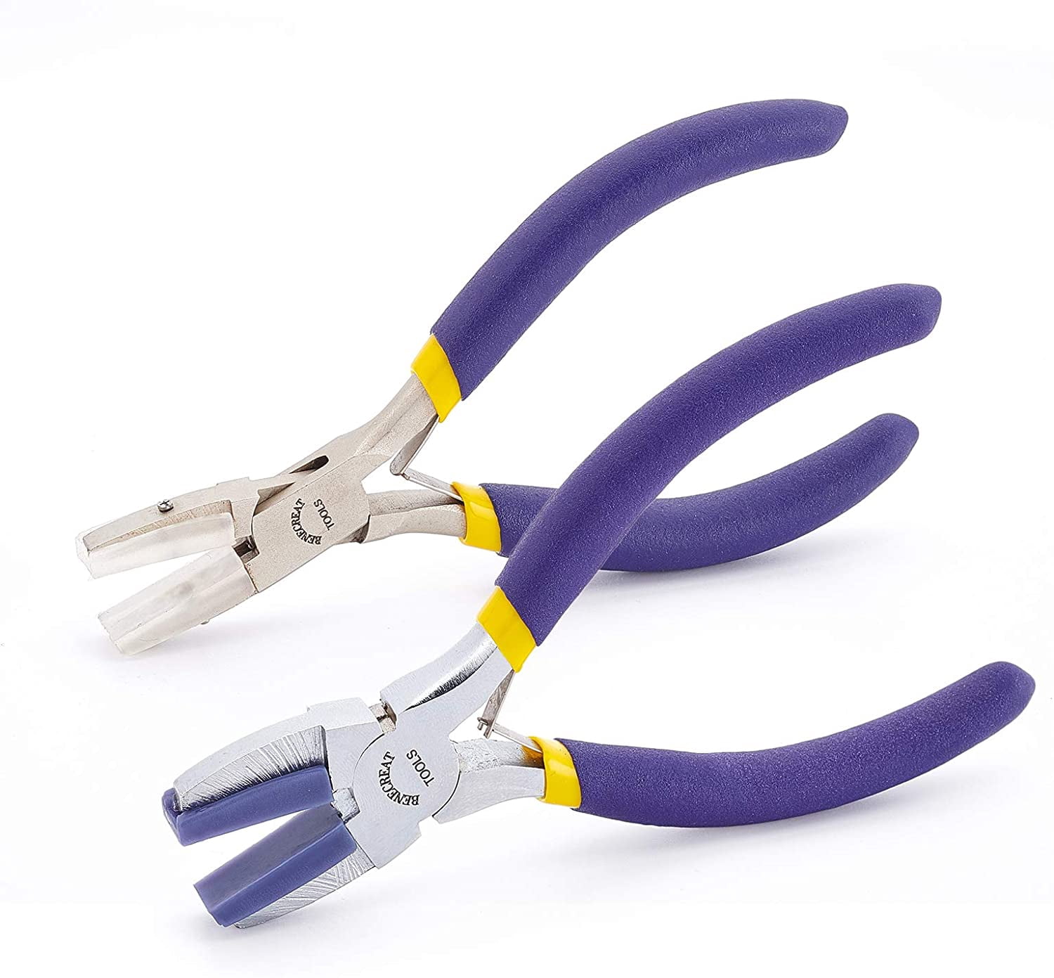 BENECREAT 2 Pieces Double Nylon Jaw Plier Set Wire Forming Pliers with Clear and Blue Jaws for DIY Beading Craft Making Project Double Nylon Jaw Pliers