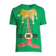 thumbnail image 5 of Men's Christmas Elf Suit Graphic Tee, Winter Short Sleeve T Shirt from Holiday Time, Sizes S-3XL, 5 of 5