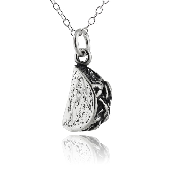 Sterling Silver Taco Charm Necklace, 18" Chain