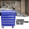 thumbnail image 2 of Tool Cabinet, 5 Drawer Tool Chest, Tool Storage Cabinet for Garage Storage with 4 Wheels and Locking System, BLUE, Blue Tool Storage Cabinet,Steel Rolling Tool Cabinet, Tool Organizers Tool Cabinets, 2 of 11