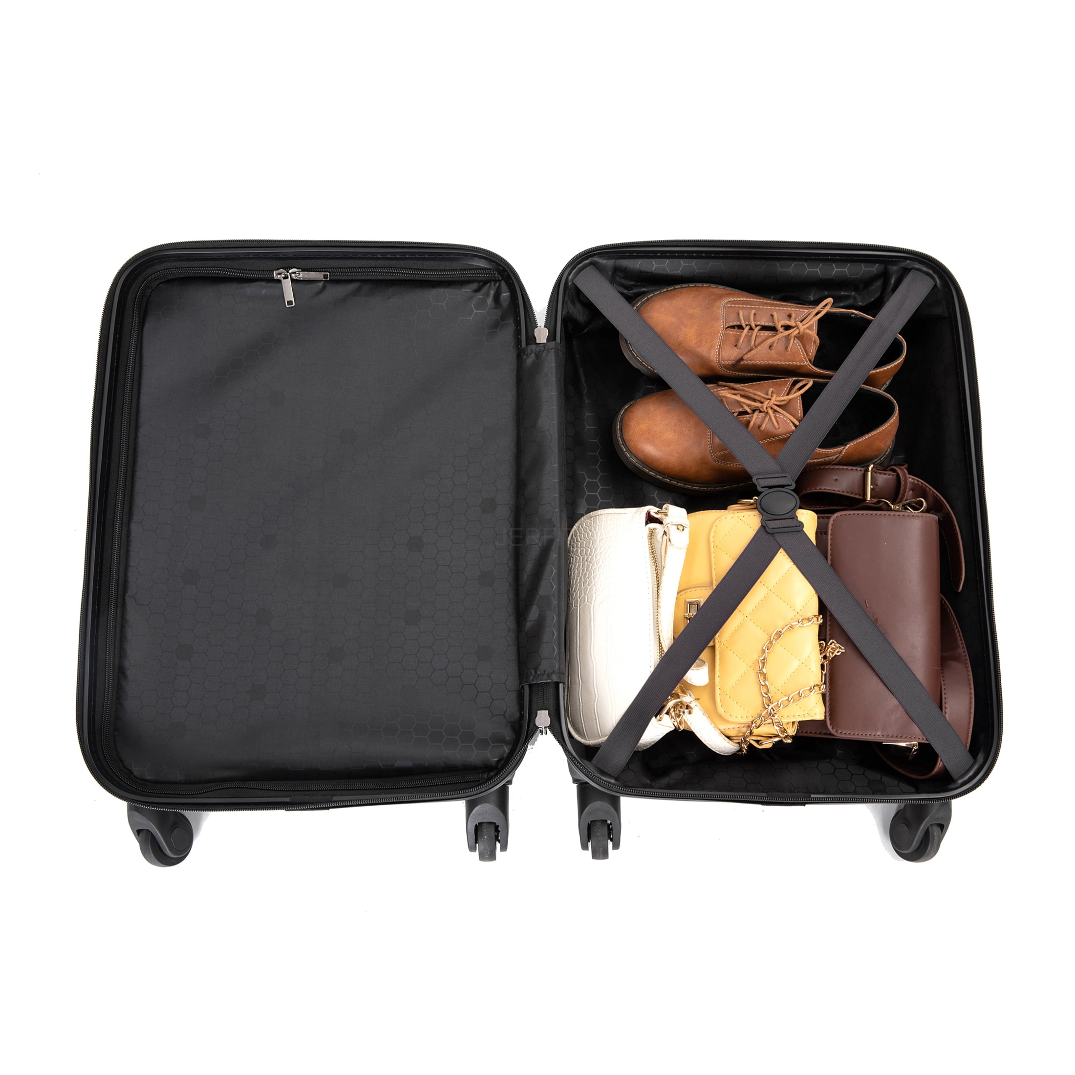 JERFIT 20-Inch Carry On Luggage Hard Shell Spinner Suitcase - Lightweight ABS Cabin Bag with 360° Wheels & TSA Lock for Air Travel, Black