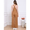 thumbnail image 3 of DARING DIVA Women's Adjustable Straps Wide Leg High Waisted Overalls with Pockets XS Brown, 3 of 6