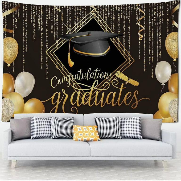 Graduation Backdrop Congrats Grad Flower Wood Board Class of 2023 Banner  Background College Prom Party Supplies Decorations Event Decor Banner