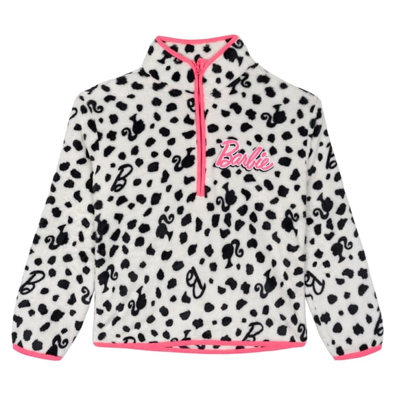 Barbie Toddler Girls' Half-Zip Fleece Pullover Sweatshirt Tusk White Pink