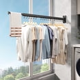 thumbnail image 6 of CHAHUANV Wall Mounted Clothes Drying Rack, Collapsible Laundry Drying Rack, Retractable Foldable Drying Rack Clothing for Hanging Clothes,Black-Hooks, 6 of 8