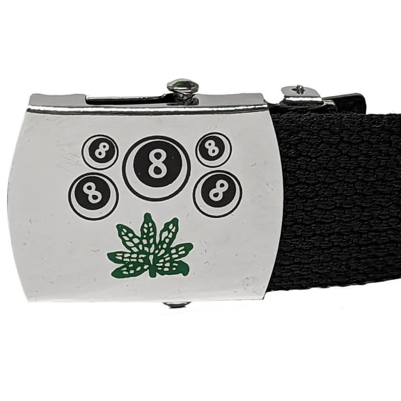 8 Ball Leaf Silver Chrome Metal Buckle for Web Belt