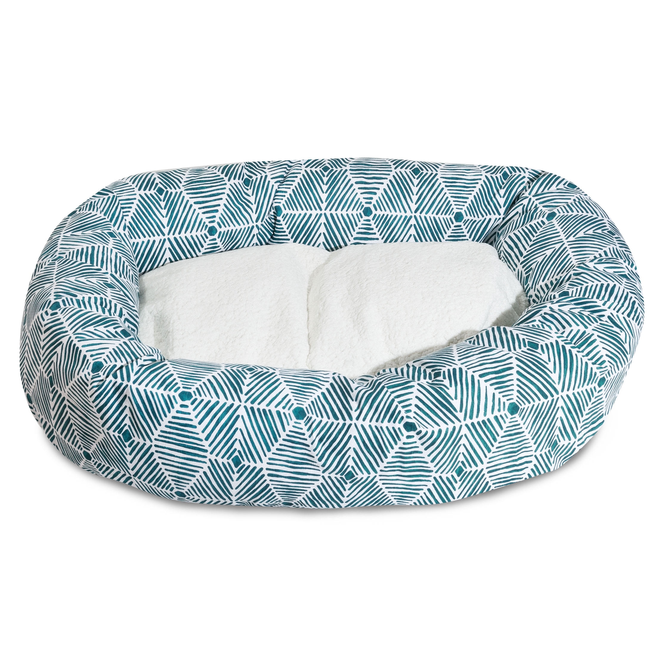 Majestic Pet Sherpa Charlie Bagel Pet Bed for Dogs, Calming Dog Bed Washable, Large, Emerald