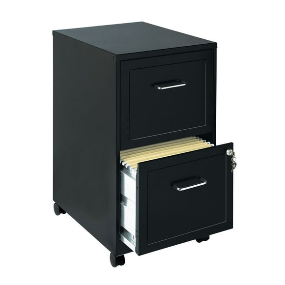 Space Solutions 18" Deep 2 Drawer Mobile Letter Width Vertical File Cabinet, Black