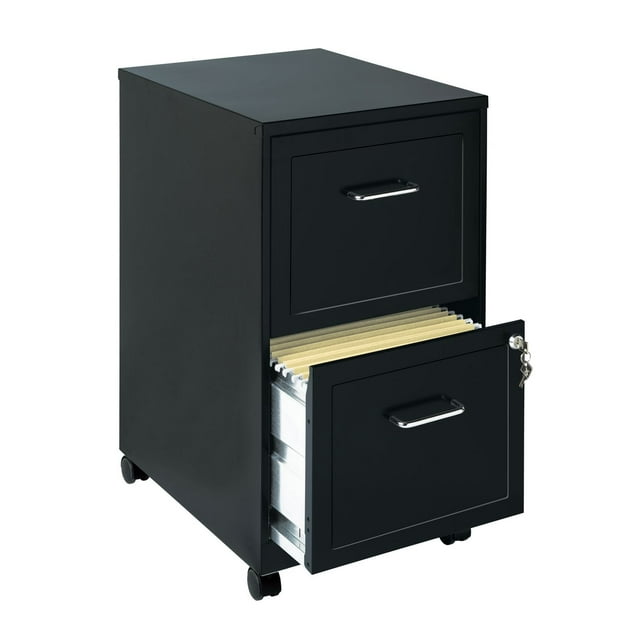 Solutions d’espace - Classeur vertical mobile, largeur papier lettre à 2 tiroirs de 18 po de profondeur - noir