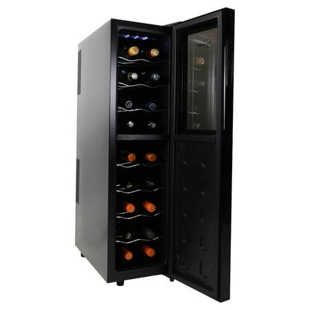 Koolatron 18 Bottle Dual Zone Wine Cooler  Freestanding Wine Cellar  Black Refrigerator