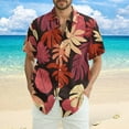 thumbnail image 2 of CCRFTGI Hawaiian Shirt for Men Athletic Beach Pink T Shirts for Man Summer Button Down Tee Shirts Mens Short Sleeve Leaf Printed Tee,Pink 2XL, 2 of 5