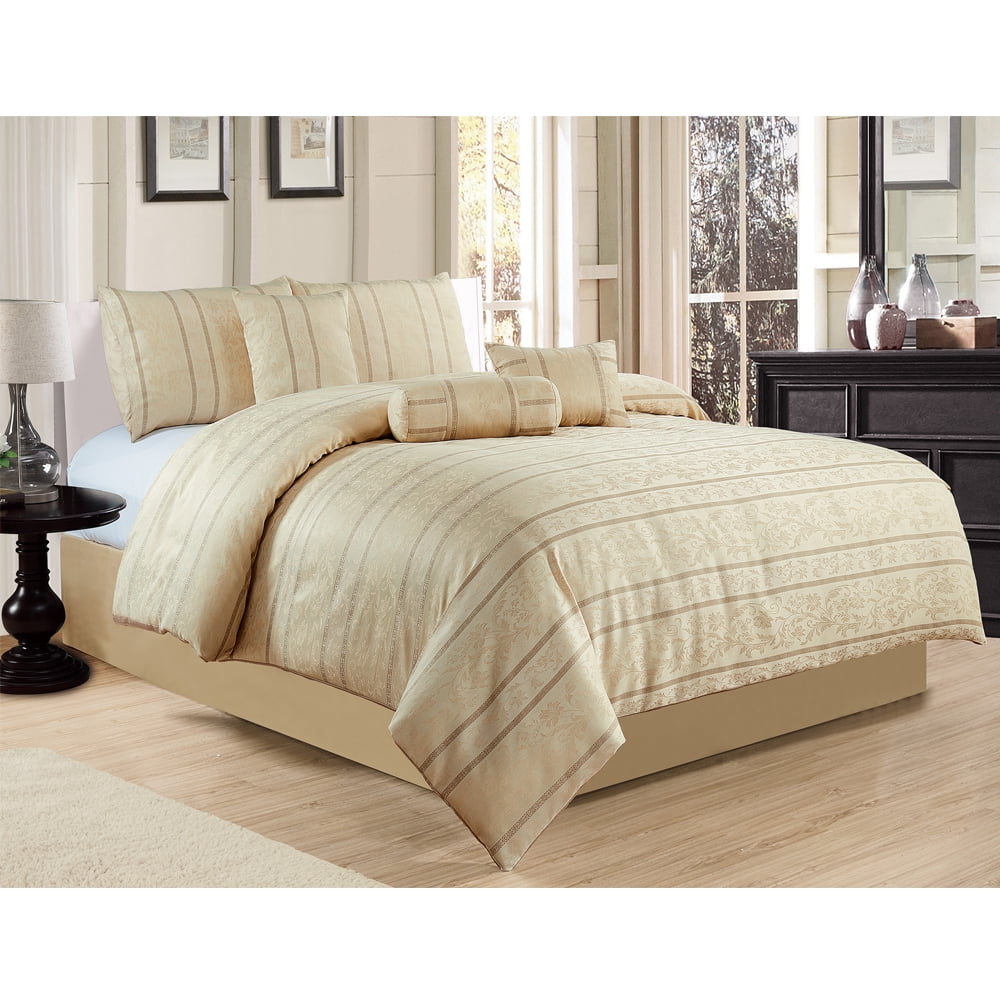 Bed Comforter Queen 7Piece Home Bedding Set with Bed Skirt, Neckroll