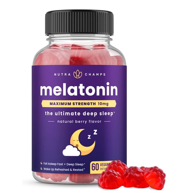 Gomitas de melatonina NutraChamps Extra Strength, 5 mg o 10 mg, 60 unidades