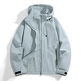 thumbnail image 2 of Fiaer Womens Rain Jacket with Hood Oversized Full Zip up Windbreaker Waterproof Raincoat Loose Fit Solid Tops for Hiking Light Blue M, 2 of 3