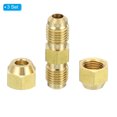thumbnail image 3 of Uxcell 1/4" OD Brass Flare Union Connector, 3 Set Copper Double Pipe Extension Fitting with Nut, 1.44x0.43", 3 of 6