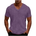 thumbnail image 2 of Tops Men's Oversized Cotton T-Shirts Men's Fitness Home Wear Pajamas Fashion Loose Casual Solid Color T-Shirt Sports Short Sleeved Top Purple Xxxxxl, 2 of 8