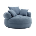 thumbnail image 6 of Villeston Amour Mid-Century Chenille Tufted Barrel Chair with Cushion and Pillows, Blue, 6 of 6