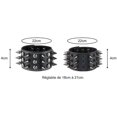thumbnail image 2 of Rock Punk Gothic Cuff Bracelet Studs Rivet Spike Black Biker Man Woman Adjustable, 2 of 5