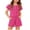 Rose Red, variant on Arshiner Girls Summer Outfits 2 Piece Sets Ruffle Short Sleeve Button Down Shirts and Shorts Set Kids Clothes with Pockets