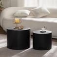 thumbnail image 4 of Vanress Nesting Coffee Table Set of 2, Modern Round Coffee Table, No Assembly Required Wooden Circle Accent Side Tables for Living Room Bedroom Office Small Spaces, Black, 4 of 5