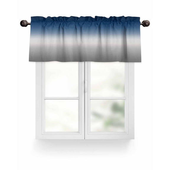 Blue Grey Ocean Gradient Kitchen Valances for Windows Abstract Modern Art Valance Curtains for Kitchen /Living Room/Bedroom/ Bathroom Decor, 54"x18 " ,Rod Pocket 1 Panel,